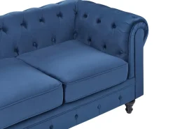 New Sofa dla 3 osób CHESTERFIELD Welur Granatowy Sofy Tapicerowane|Kolekcje Sof