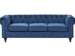 New Sofa dla 3 osób CHESTERFIELD Welur Granatowy Sofy Tapicerowane|Kolekcje Sof
