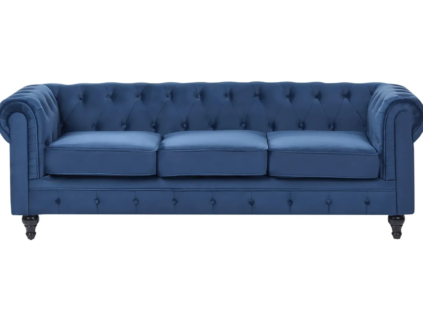 New Sofa dla 3 osób CHESTERFIELD Welur Granatowy Sofy Tapicerowane|Kolekcje Sof