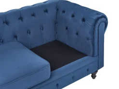 New Sofa dla 3 osób CHESTERFIELD Welur Granatowy Sofy Tapicerowane|Kolekcje Sof