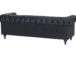 Online Sofa dla 3 osób CHESTERFIELD Welur Czarny Sofy Tapicerowane|Kolekcje Sof