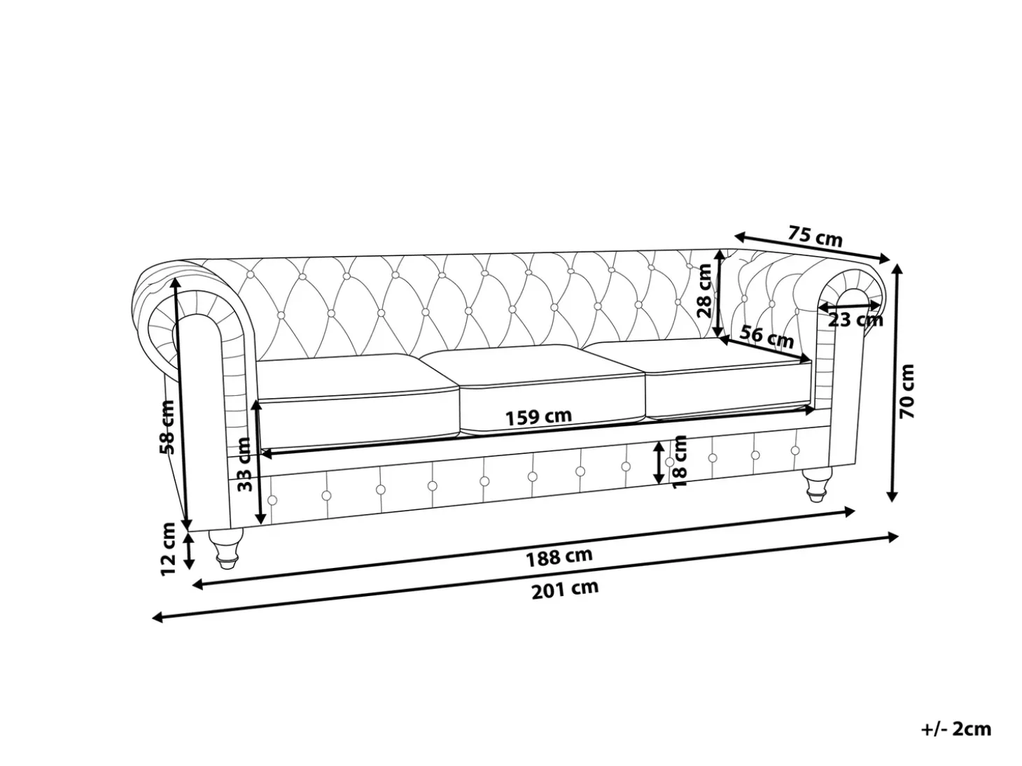 Sofa dla 3 osób CHESTERFIELD Welur Szmaragdowy Sofy Tapicerowane|Kolekcje Sof