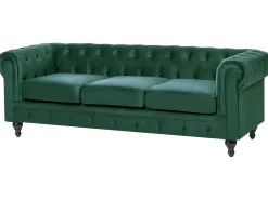 Sofa dla 3 osób CHESTERFIELD Welur Szmaragdowy Sofy Tapicerowane|Kolekcje Sof