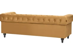 Discount Sofa dla 3 osób CHESTERFIELD Welur Złoty Sofy Tapicerowane|Kolekcje Sof