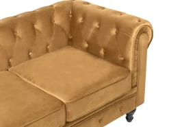 Discount Sofa dla 3 osób CHESTERFIELD Welur Złoty Sofy Tapicerowane|Kolekcje Sof