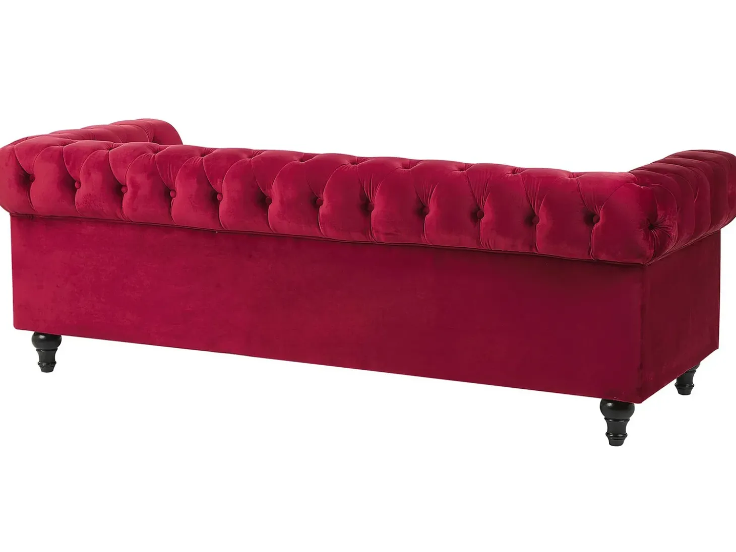 Discount Sofa dla 3 osób CHESTERFIELD Welur Bordowy Sofy Tapicerowane|Kolekcje Sof