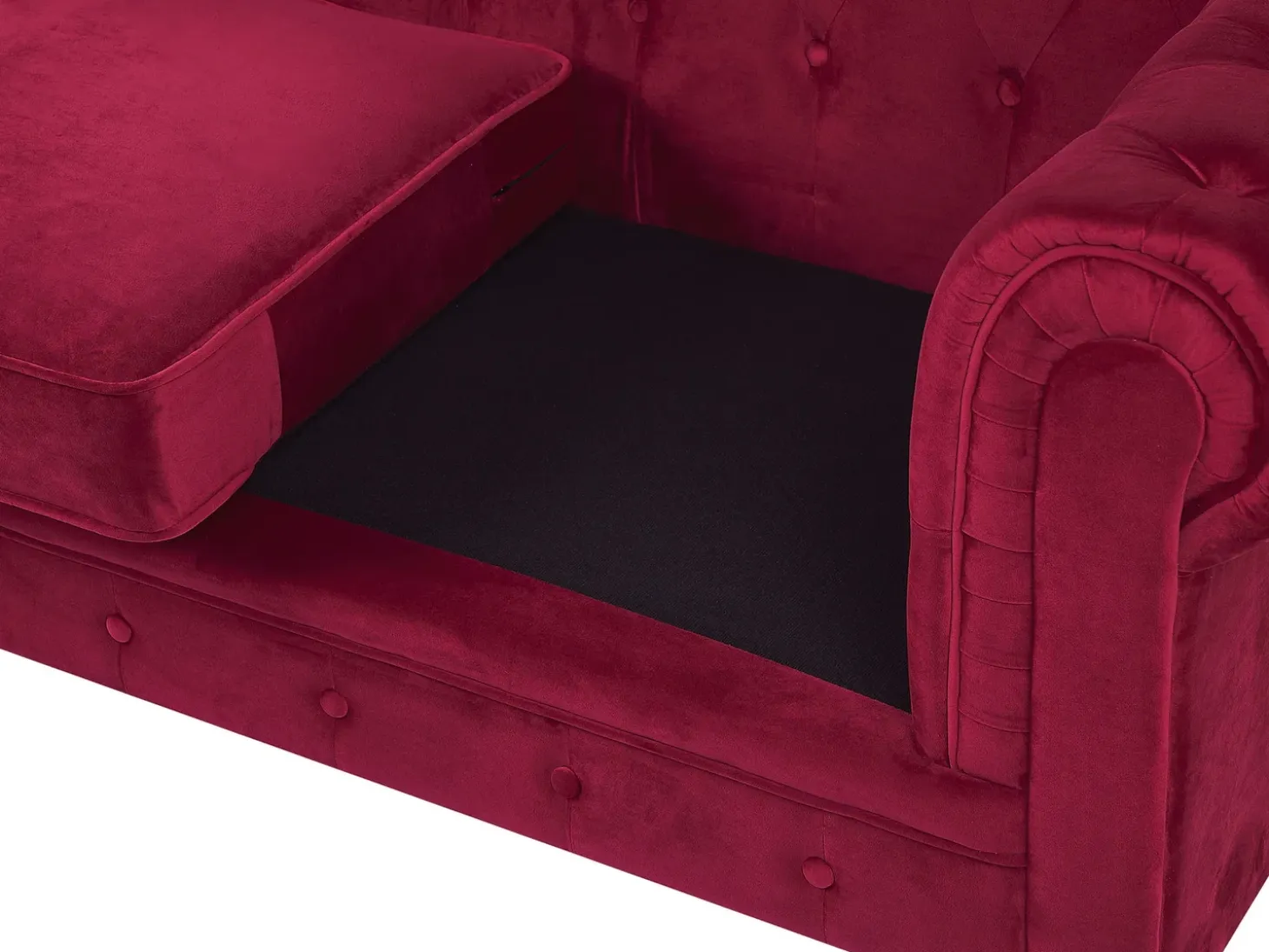 Discount Sofa dla 3 osób CHESTERFIELD Welur Bordowy Sofy Tapicerowane|Kolekcje Sof