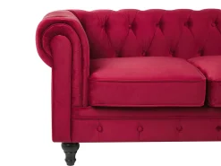 Discount Sofa dla 3 osób CHESTERFIELD Welur Bordowy Sofy Tapicerowane|Kolekcje Sof