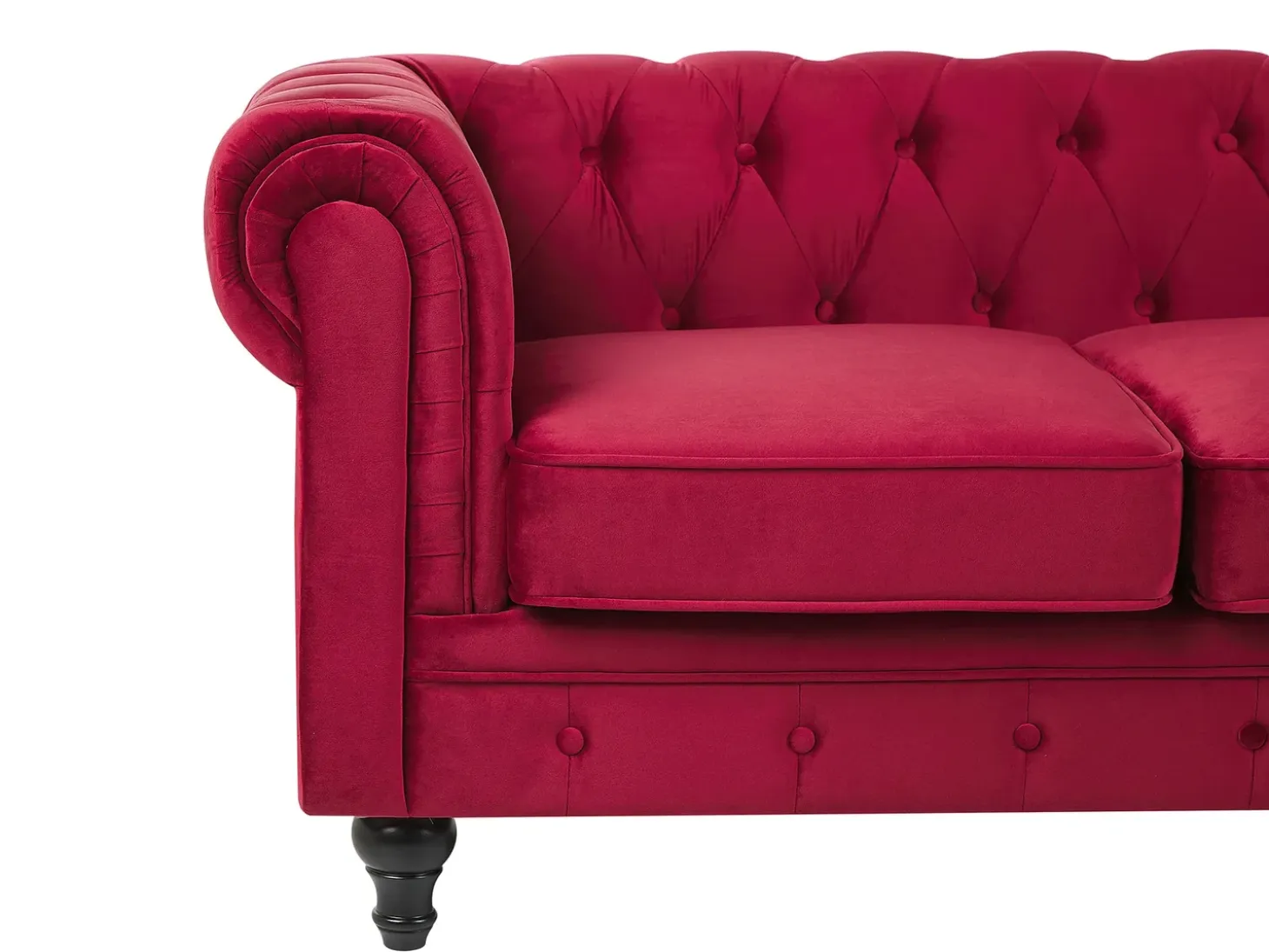 Discount Sofa dla 3 osób CHESTERFIELD Welur Bordowy Sofy Tapicerowane|Kolekcje Sof