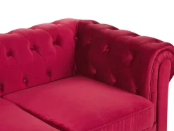 Discount Sofa dla 3 osób CHESTERFIELD Welur Bordowy Sofy Tapicerowane|Kolekcje Sof