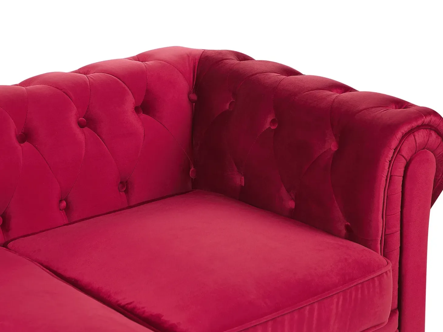 Discount Sofa dla 3 osób CHESTERFIELD Welur Bordowy Sofy Tapicerowane|Kolekcje Sof