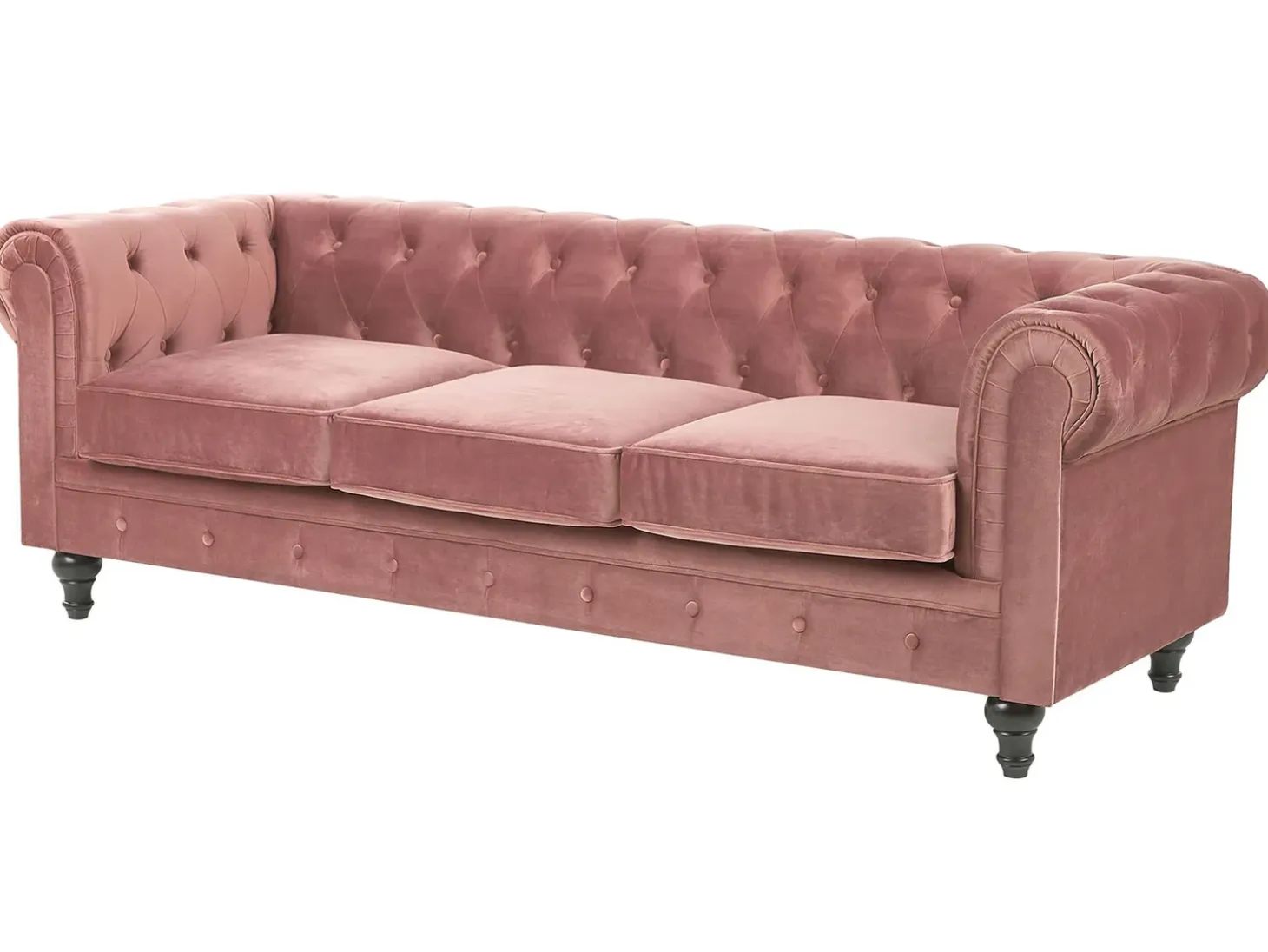 Best Sofa dla 3 osób CHESTERFIELD Welur Różowy Sofy Tapicerowane|Kolekcje Sof