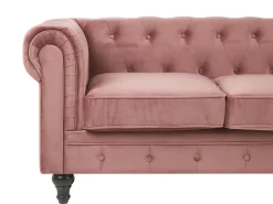 Best Sofa dla 3 osób CHESTERFIELD Welur Różowy Sofy Tapicerowane|Kolekcje Sof