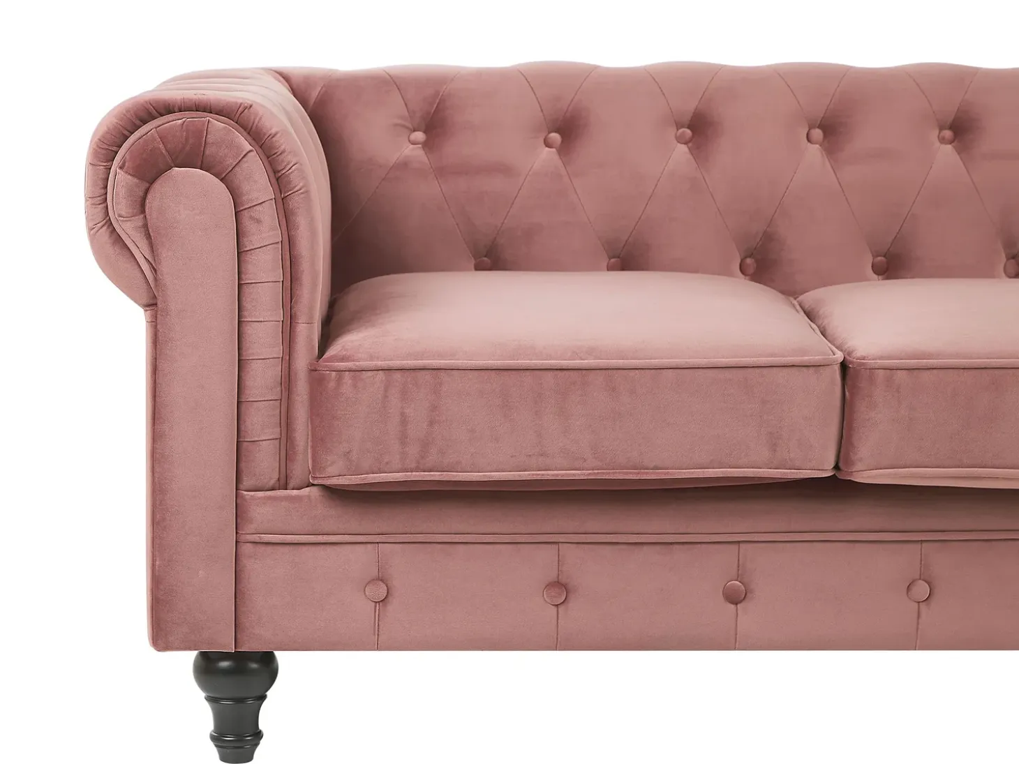 Best Sofa dla 3 osób CHESTERFIELD Welur Różowy Sofy Tapicerowane|Kolekcje Sof
