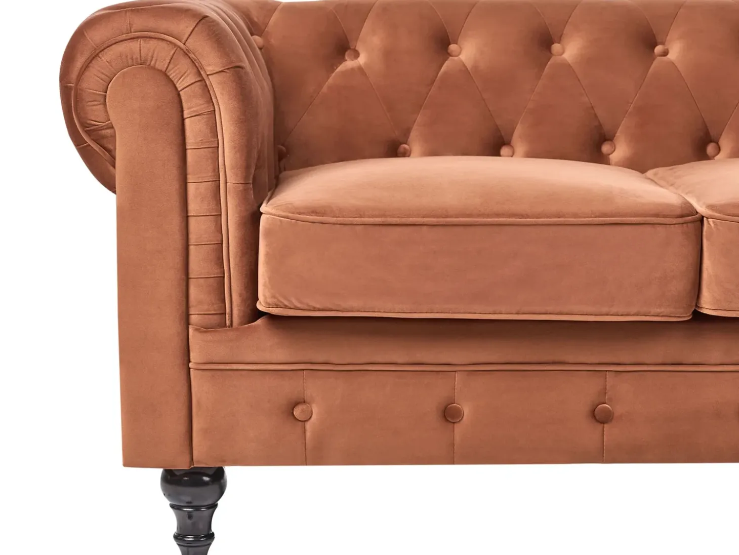 New Sofa dla 3 osób CHESTERFIELD Welur Złoty brąz Sofy Tapicerowane|Kolekcje Sof