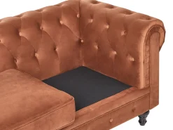 New Sofa dla 3 osób CHESTERFIELD Welur Złoty brąz Sofy Tapicerowane|Kolekcje Sof