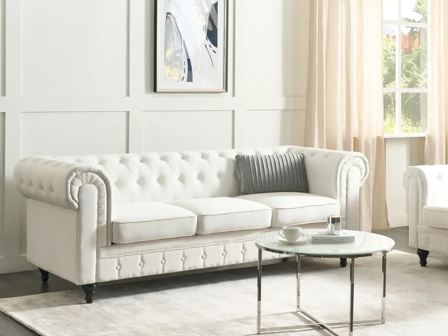 Outlet Sofa dla 3 osób CHESTERFIELD Złamana biel Sofy Tapicerowane|Kolekcje Sof