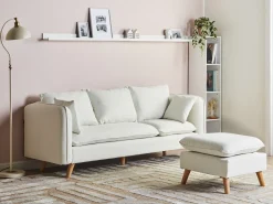 New Sofa dla 3 osób DALVIK Biały z otomaną Sofy Tapicerowane|Wszystkie Sofy