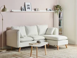 New Sofa dla 3 osób DALVIK Biały z otomaną Sofy Tapicerowane|Wszystkie Sofy