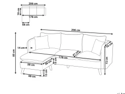 Sofa dla 3 osób DALVIK Jasno z otomaną Sofy Tapicerowane|Wszystkie Sofy