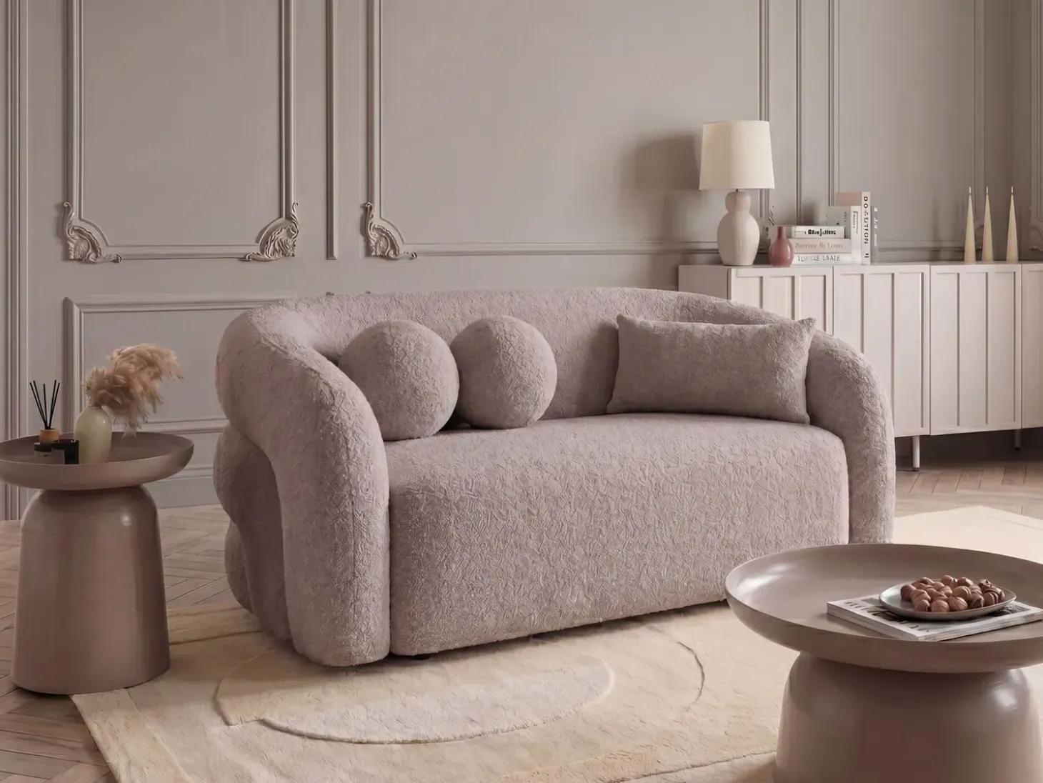 Online Sofa dla 2 osób EGEDAAL Boucle Beżowoszary Sofy Tapicerowane|Sofy Dwuosobowe