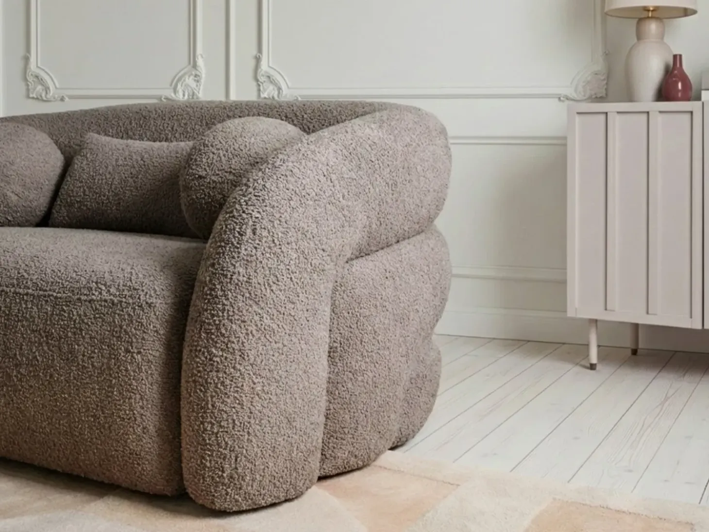 Online Sofa dla 2 osób EGEDAAL Boucle Beżowoszary Sofy Tapicerowane|Sofy Dwuosobowe