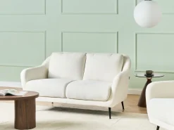 Outlet Sofa dla 2 osób EIBY Szenil Biały Sofy Tapicerowane|Sofy Dwuosobowe