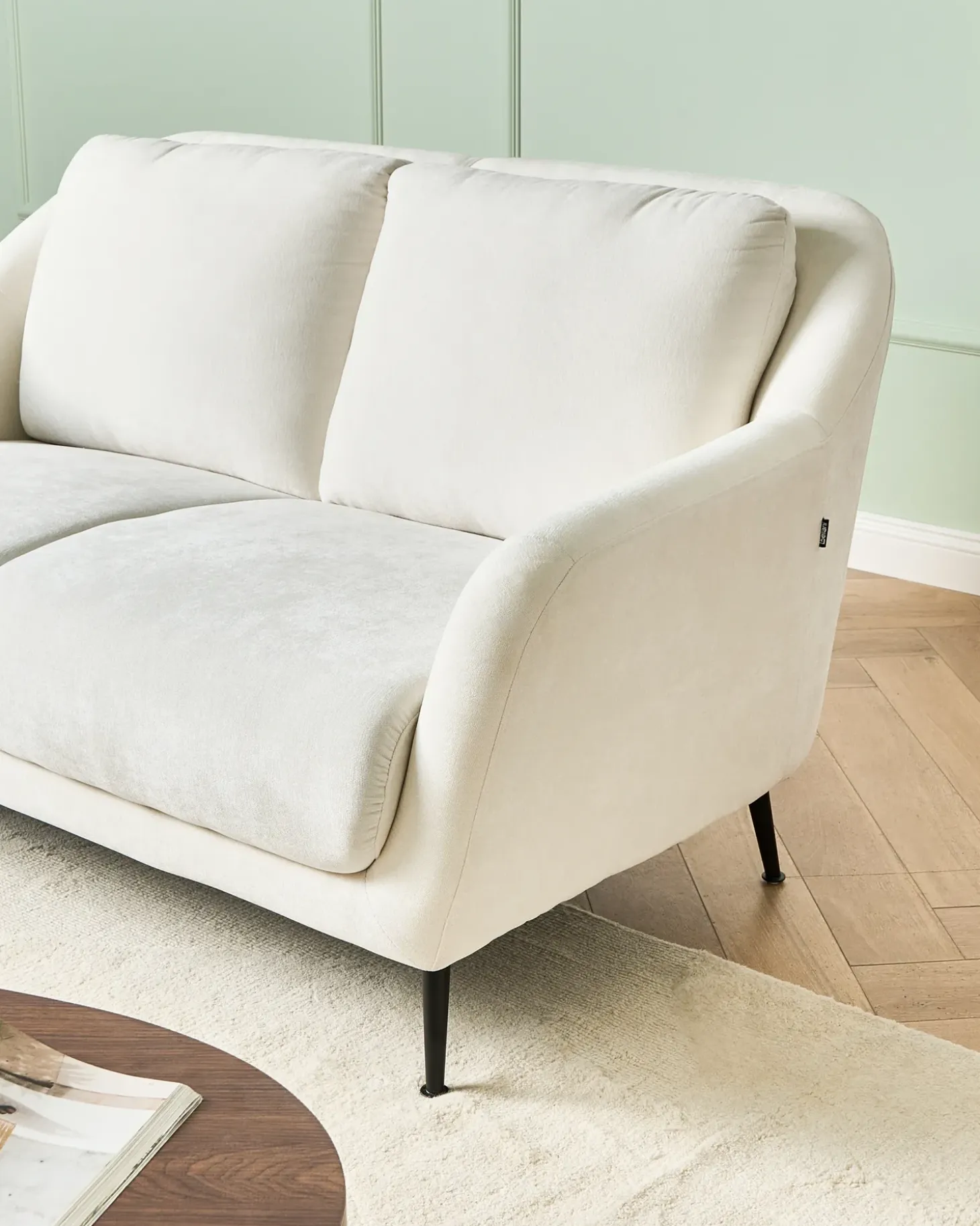 Outlet Sofa dla 2 osób EIBY Szenil Biały Sofy Tapicerowane|Sofy Dwuosobowe