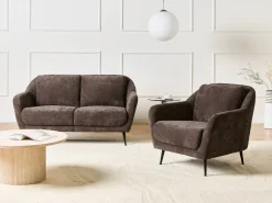 Best Sofa dla 2 osób EIBY Szenil Ciemnobrązowy Sofy Tapicerowane|Sofy Dwuosobowe