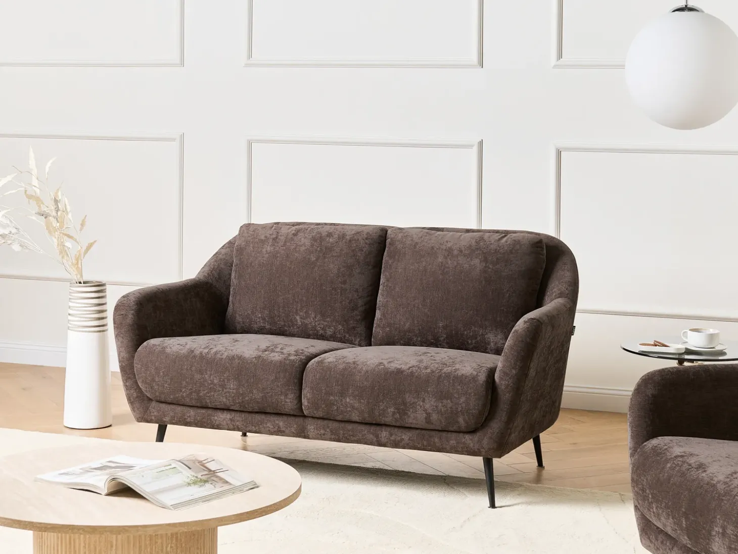 Best Sofa dla 2 osób EIBY Szenil Ciemnobrązowy Sofy Tapicerowane|Sofy Dwuosobowe