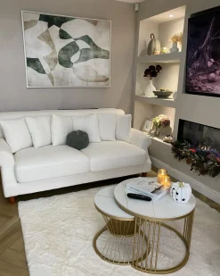 Sale Sofa dla 2 osób EIKE Boucle Złamana biel Sofy Tapicerowane|Sofy Dwuosobowe