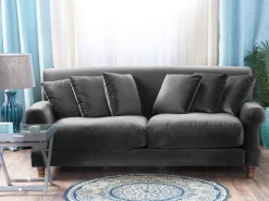 Best Sofa dla 2 osób EIKE Welur Szary Sofy Tapicerowane|Sofy Dwuosobowe