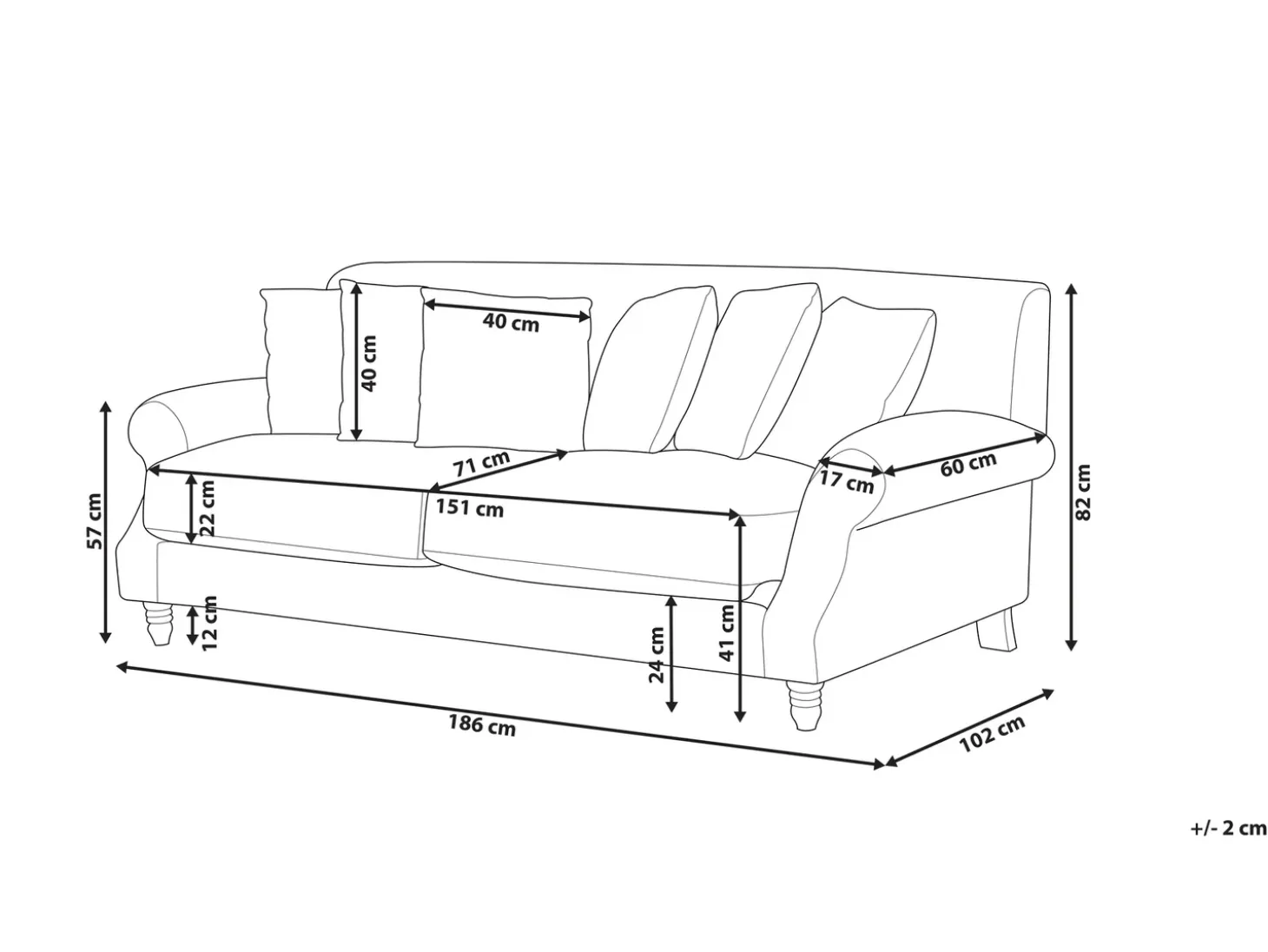Discount Sofa dla 2 osób EIKE Złamana biel Sofy Tapicerowane|Sofy Dwuosobowe