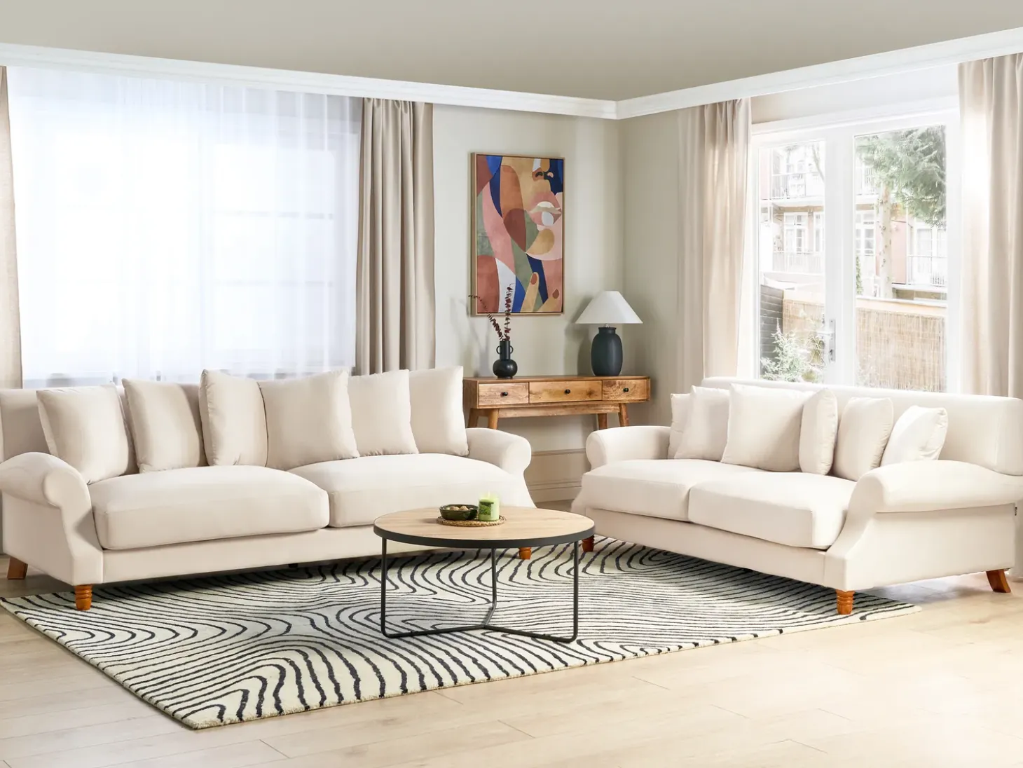 Discount Sofa dla 2 osób EIKE Złamana biel Sofy Tapicerowane|Sofy Dwuosobowe