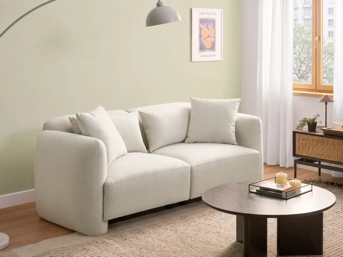 Discount Sofa dla 3 osób EKENES Złamana biel Sofy Tapicerowane|Wszystkie Sofy