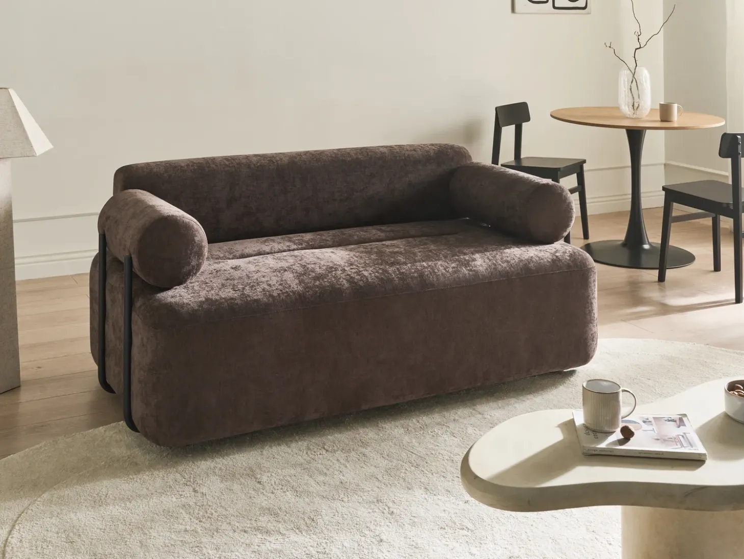 Best Sofa dla 2 osób ELVA Szenil Ciemnobrązowy Sofy Tapicerowane|Sofy Dwuosobowe
