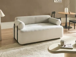 Discount Sofa dla 2 osób ELVA Złamana biel Sofy Tapicerowane|Sofy Dwuosobowe