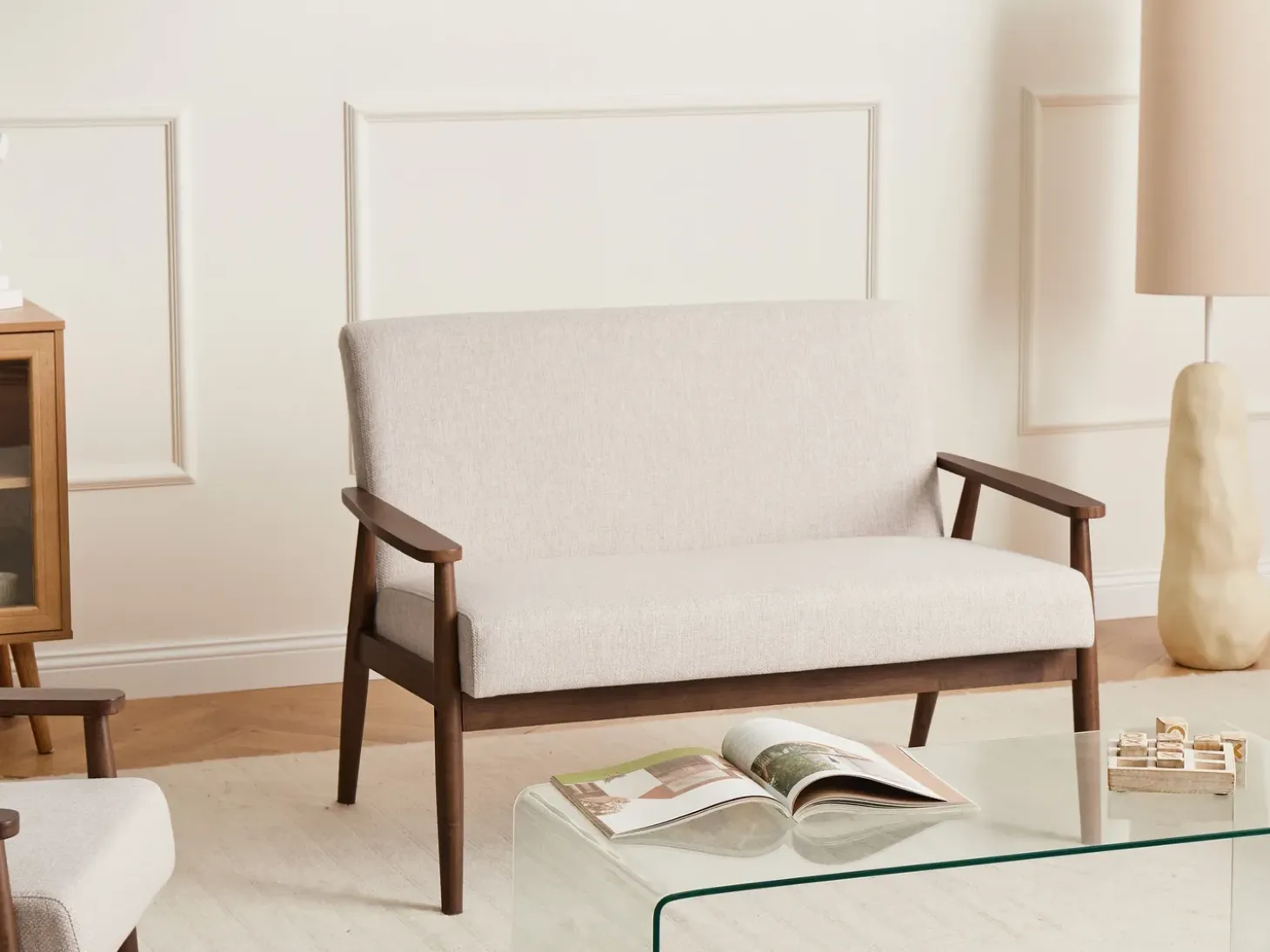 Best Sofa dla 2 osób ESRUM Ciemny brąz/ beżowy Sofy Tapicerowane|Sofy Dwuosobowe