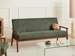 Discount Sofa dla 3 osób ESRUM Ciemny brąz/ zielony Sofy Tapicerowane|Kolekcje Sof