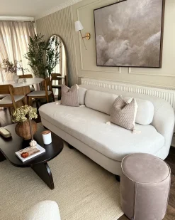 Hot Sofa dla 3 osób FANSEN Złamana biel Z poduszką Sofy Tapicerowane|Wszystkie Sofy