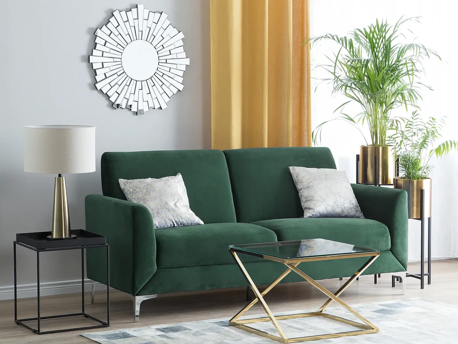 Outlet Sofa dla 3 osób FENES Welur Ciemnozielony Sofy Tapicerowane|Kolekcje Sof
