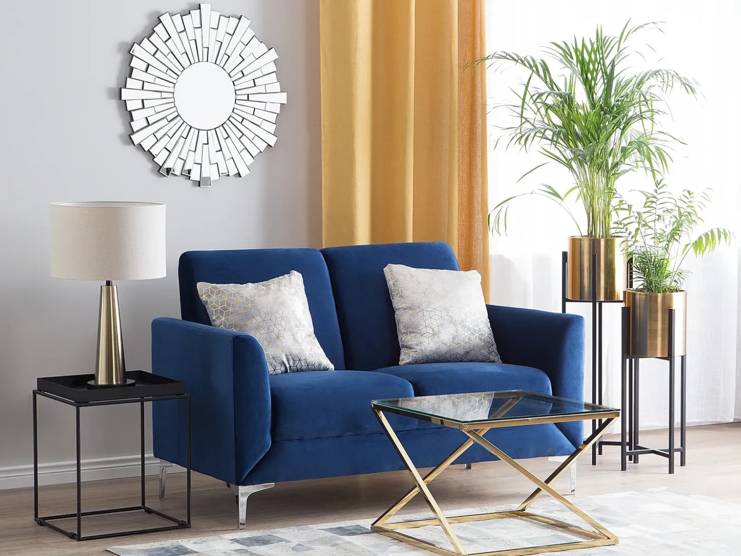 Sale Sofa dla 2 osób FENES Welur Granatowy Sofy Tapicerowane|Sofy Dwuosobowe