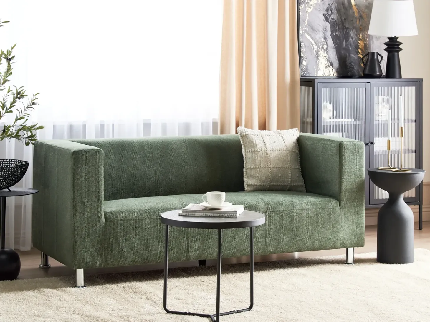 Hot Sofa dla 3 osób FLORO Szenil Jasnozielony Sofy Tapicerowane|Wszystkie Sofy
