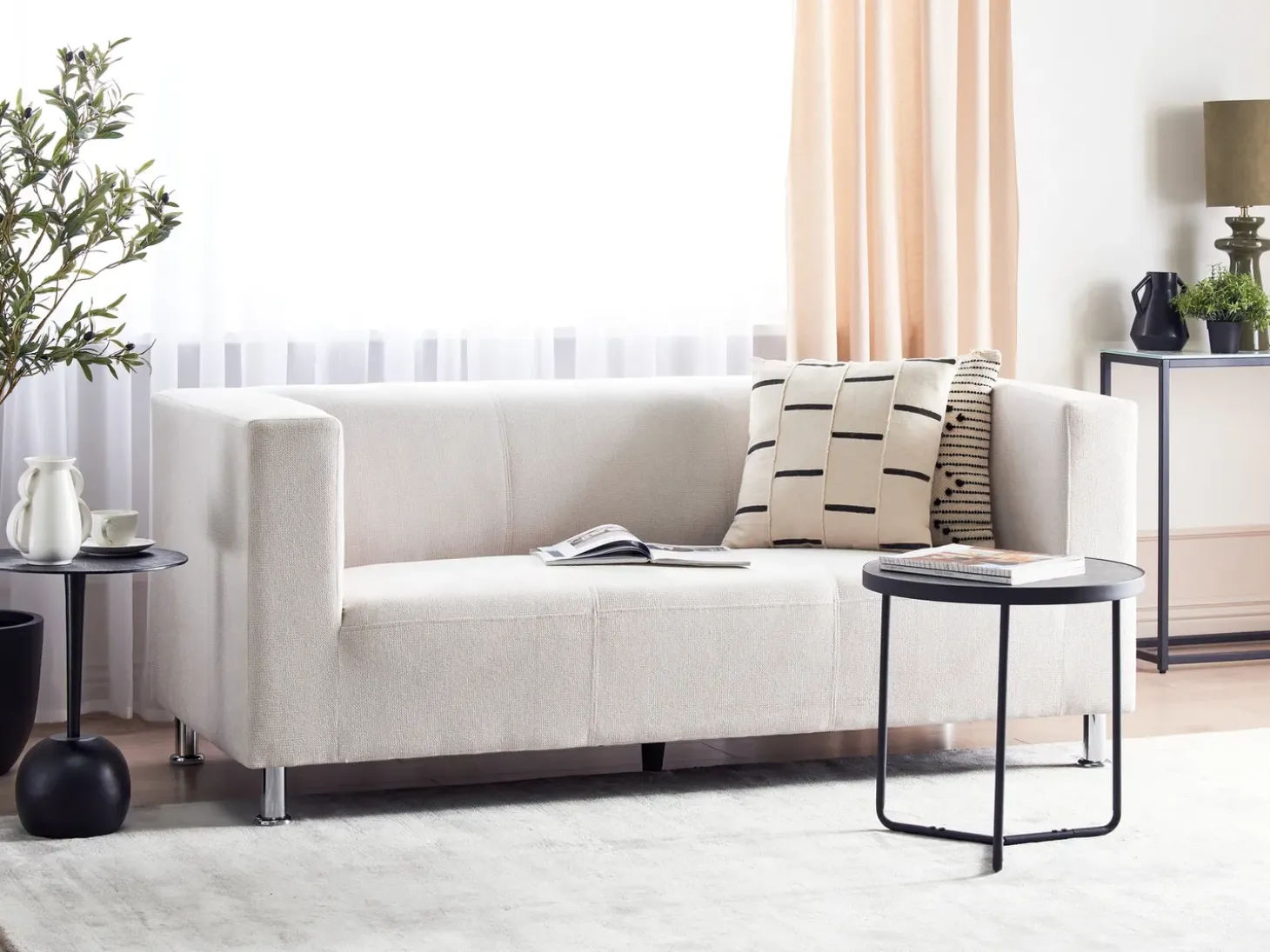 Clearance Sofa dla 3 osób FLORO Szenil Złamana biel Sofy Tapicerowane|Wszystkie Sofy