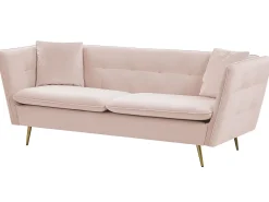Online Sofa dla 3 osób FREDERICA Welur Różowy Sofy Tapicerowane|Wszystkie Sofy