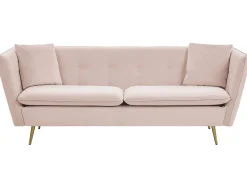 Online Sofa dla 3 osób FREDERICA Welur Różowy Sofy Tapicerowane|Wszystkie Sofy