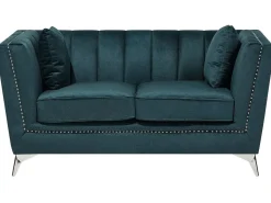 Sale Sofa dla 2 osób GAULA Welur Lazurowy Sofy Tapicerowane|Sofy Dwuosobowe