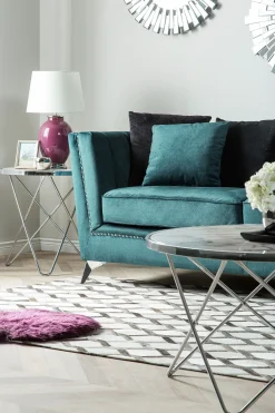 Sale Sofa dla 2 osób GAULA Welur Lazurowy Sofy Tapicerowane|Sofy Dwuosobowe
