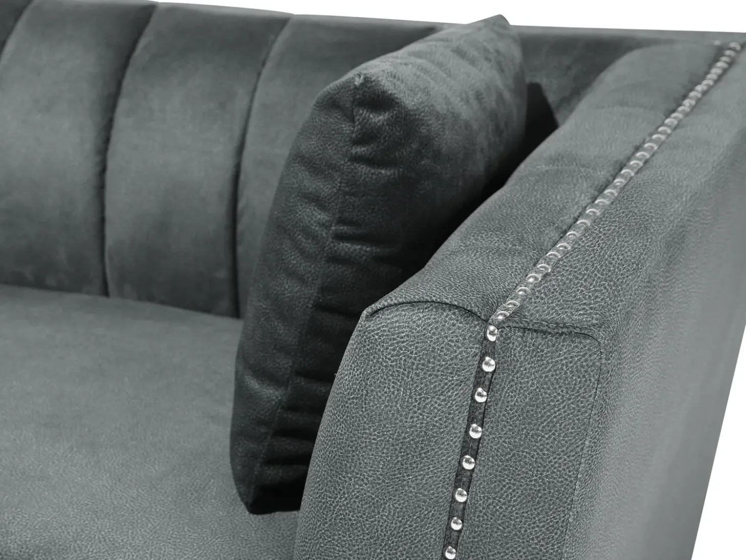 Best Sofa dla 2 osób GAULA Welur Szary Sofy Tapicerowane|Sofy Dwuosobowe