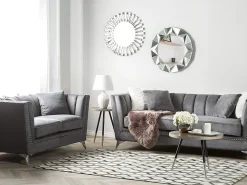 Best Sofa dla 2 osób GAULA Welur Szary Sofy Tapicerowane|Sofy Dwuosobowe